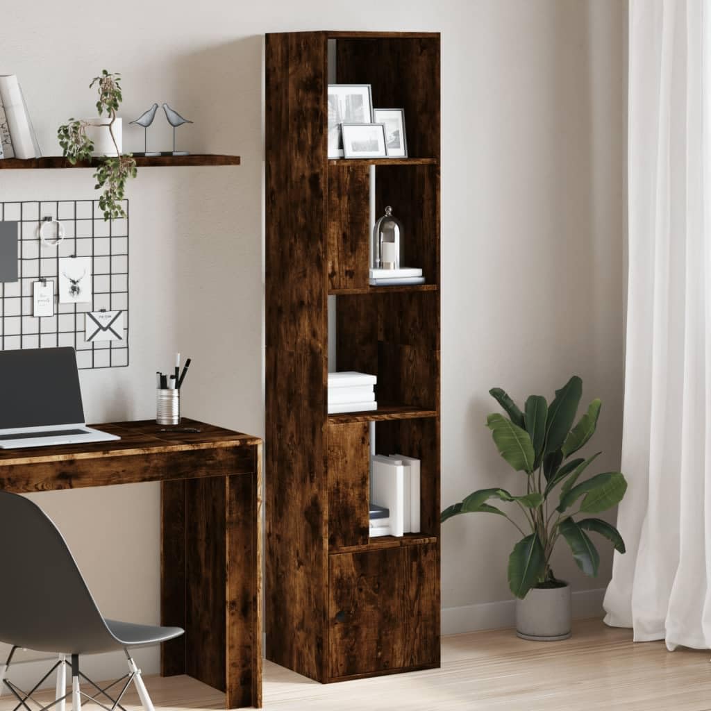 Libreria in legno di rovere affumicato, 40 x 36 x 189 cm