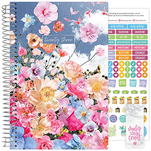 bloom daily planners 2023 Calendar Year Day Planner (January 2023 - December 2023) - 5.5â x 8.25â - Weekly/Monthly Agenda Organizer Book with Stickers & Bookmark - Peony Dreams