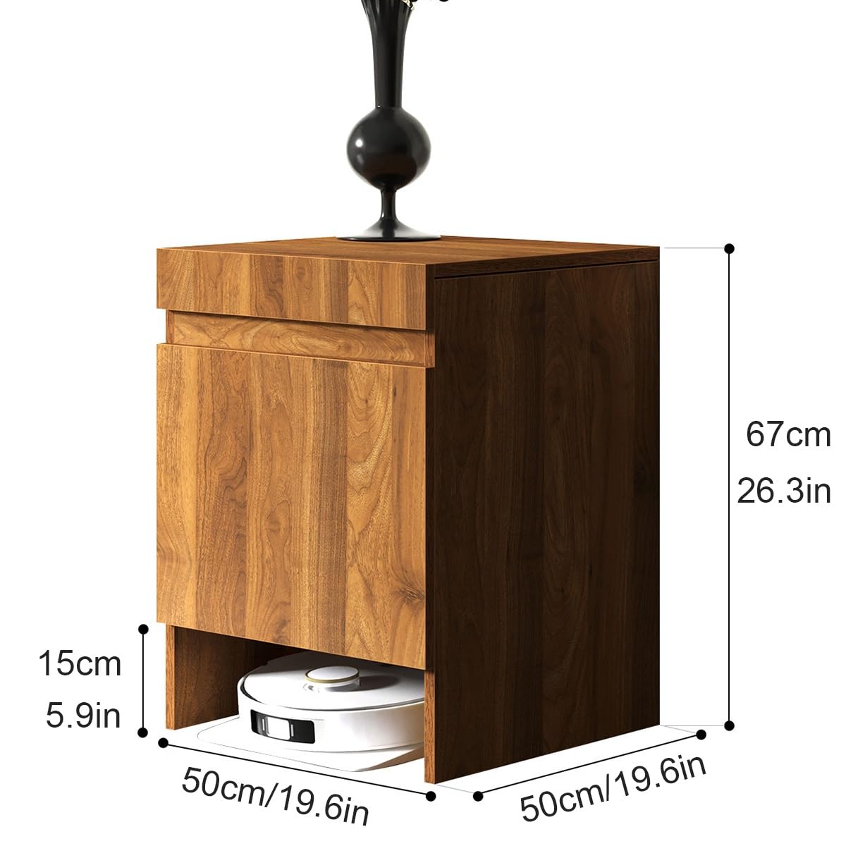 Versteckter Staubsauger-Schrank mit Türen, Platzsparender Holzschrank mit Ausziehbarer Oberseite zum Wasserwechsel, Für Wohnzimmer, Schlafzimmer, Küche(Black)