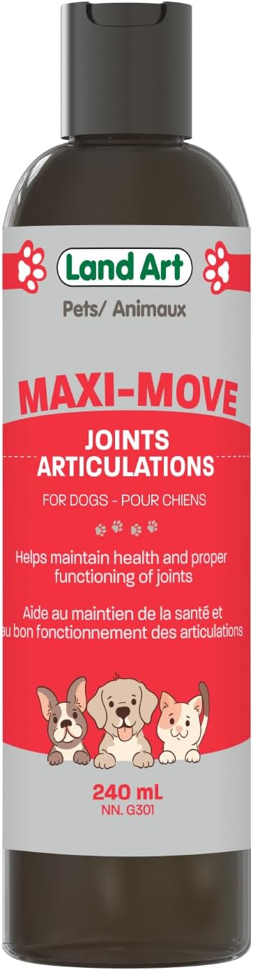 Maxi-Move – Joints Supplement for Pets – for Cats and Dogs – Natural Formula with Collagen and Glucosamine – with Anti-Inflammatory Extracts – Natural Beef Flavor – 240ml – Made in Canada Maxi-Move – Joints Supplement for Pets – for Cats and Dogs – Natural Formula with Collagen and Glucosamine – with Anti-Inflammatory Extracts – Natural Beef Flavor – 240ml – Made in Canada