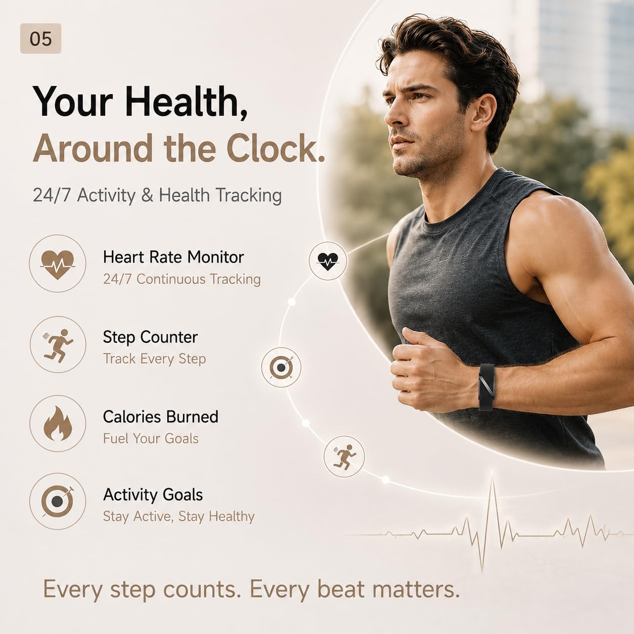 findtime Smart Band Fitness Tracker Band Pulsera de salud, sin pantalla, contador de pasos, monitor de frecuencia cardíaca, monitor de sueño, seguimiento de actividad con calorías y distancia