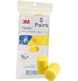 Ear Plugs, 5 Pairs/Poly Bag, E-A-R Classic VP312-1201, Uncorded, Disposable, Foam, NRR 29, For Drilling, Grinding, Machining, Sawing, Sanding, Welding