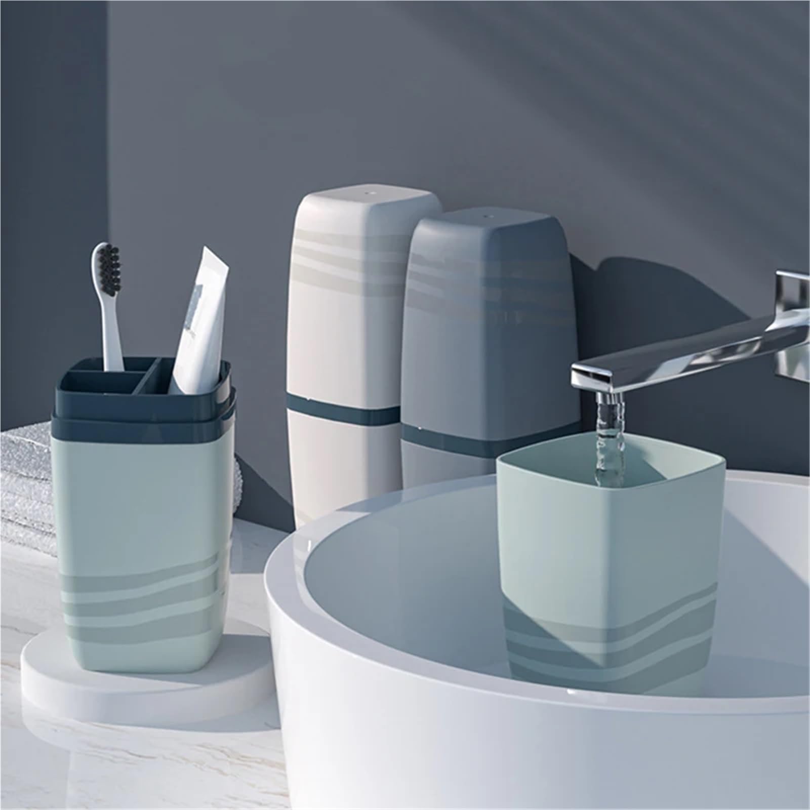 Porta Spazzolino 3 Pezzi Custodia for spazzolino da Viaggio Portatile for Coppie Tazza for spazzolino da Bagno Copertura for spazzolino da Denti Accessori for Il Bagno(Gray)