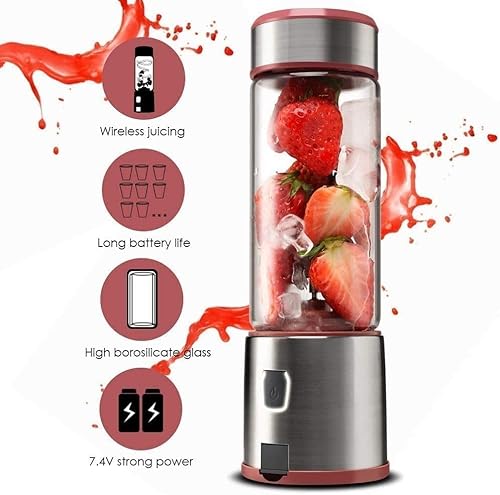 Miniatura 2 de Licuadora portátil, batidora recargable por USB, batidora para batido sobre la marcha, batidos de proteínas, mini mezclador de frutas para el hogar,