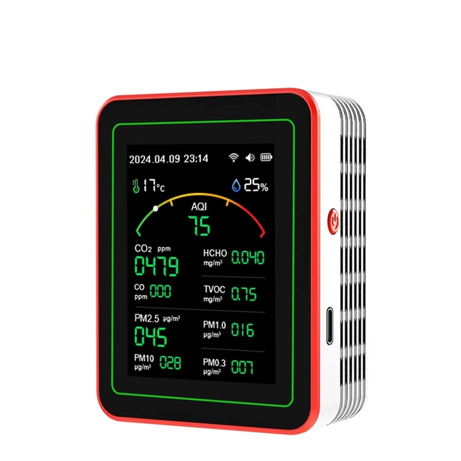 Monitor de calidad del aire, Detector De Calidad Del Aire WiFi 15 En 1 CO/CO2/HCHO/TVOC//PM0.3/PM1.0/PM2.5/PM10/temperatura/humedad/monitor(15 in 1 WIFI White)