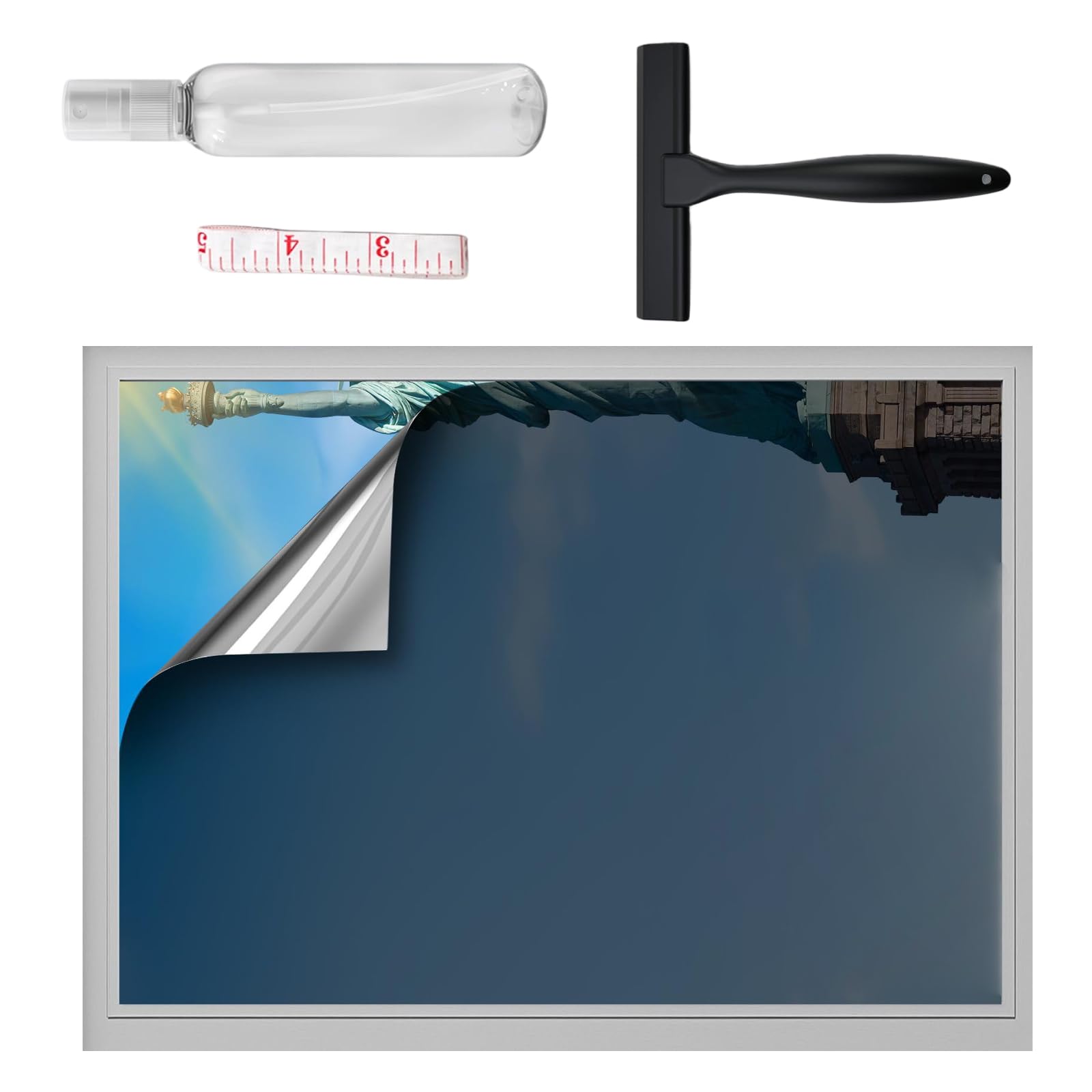 Reflective Finish Window Film 60cm X 500cm Provides Daytime Privacy and Reduces 85% Heat Energy Along with 99% Sunlight Glass Effect Window Tint