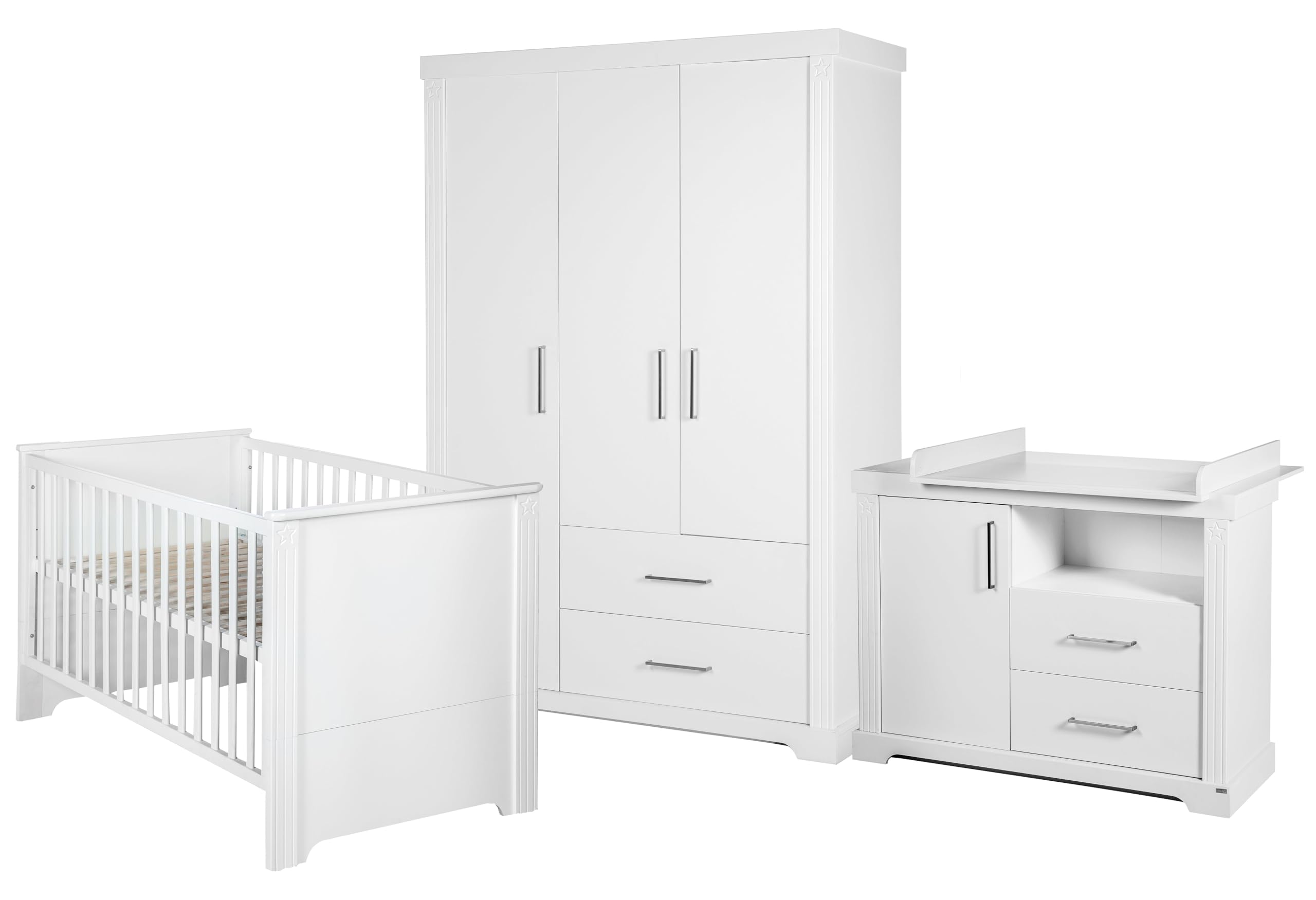roba Maxi – Weißes 3-in-1 Kinderzimmer-Set mit Kombi-Bett, Wickelkommode und Kleiderschrank