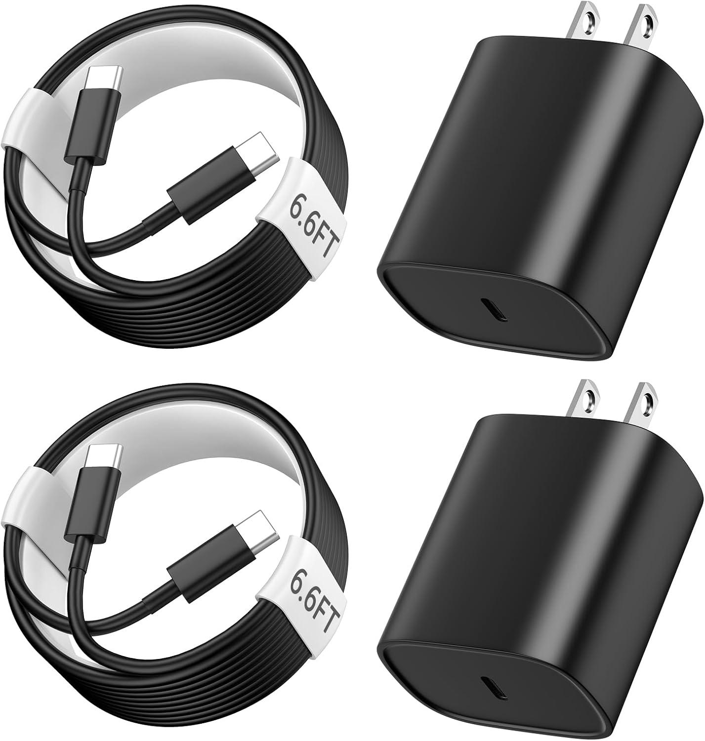 Phone 15 16 Pro Max Charger, 6.6 FT Long Cord USB C to C Fast Charging Cable with PD 20W Fast Charger Block for Phone 16/16 pro/16 plus/16 pro max/15/15 Pro max/ 15 pro/15 Plus, Pad Pro/air, Black