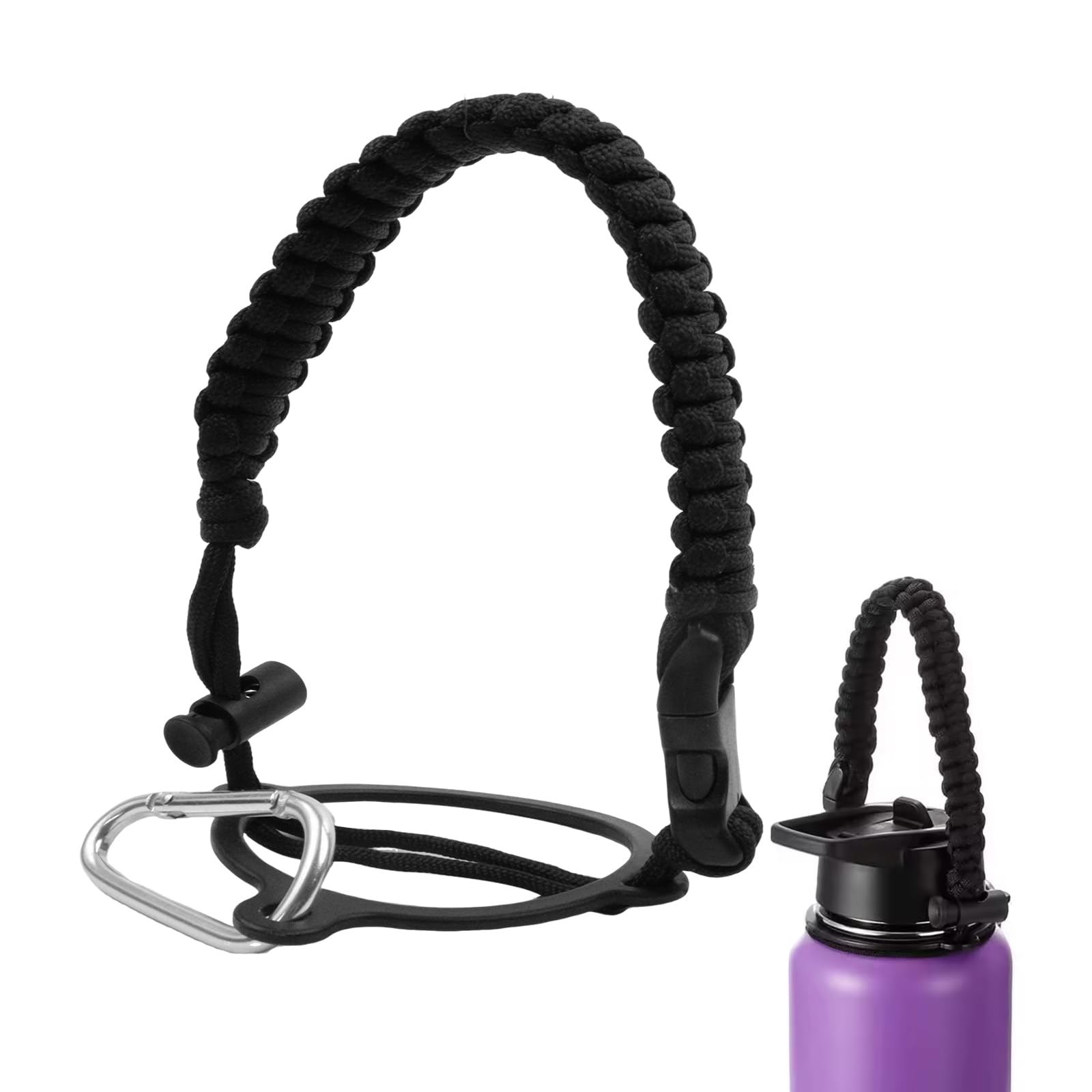 SMLBJUTE Water Bottle Handle Strap Paracord Handle Strap Cord with Carabiner Fits Wide Mouth Bottles 12oz to 64oz