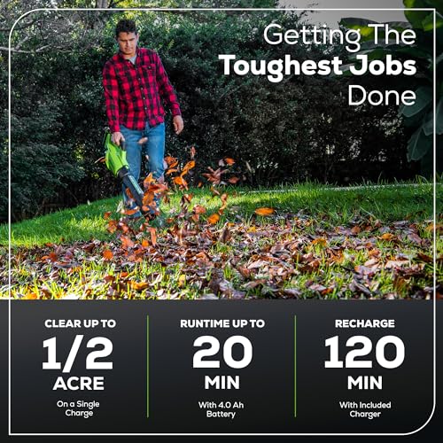 Greenworks 40V (130 MPH / 550 CFM ) Brushless Axial Leaf Blower, Ultra-Powerful for Wet Leaves, Heavy Debris, Gravel and Driveway Snow, Includes 4.0Ah Battery and Charger - Image 5