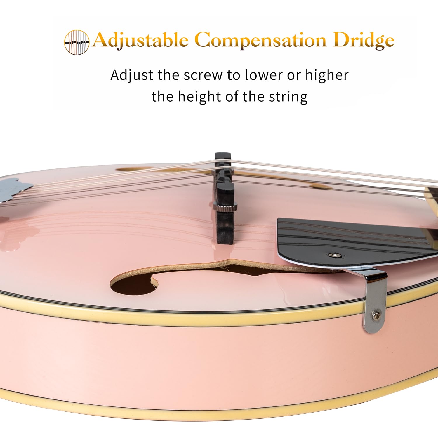 Mulucky A Style Mandolines Instrument, 8 cordes acoustiques avec kit débutant pour adultes et enfants, étui, accordeur, cordes, médiators – Rose