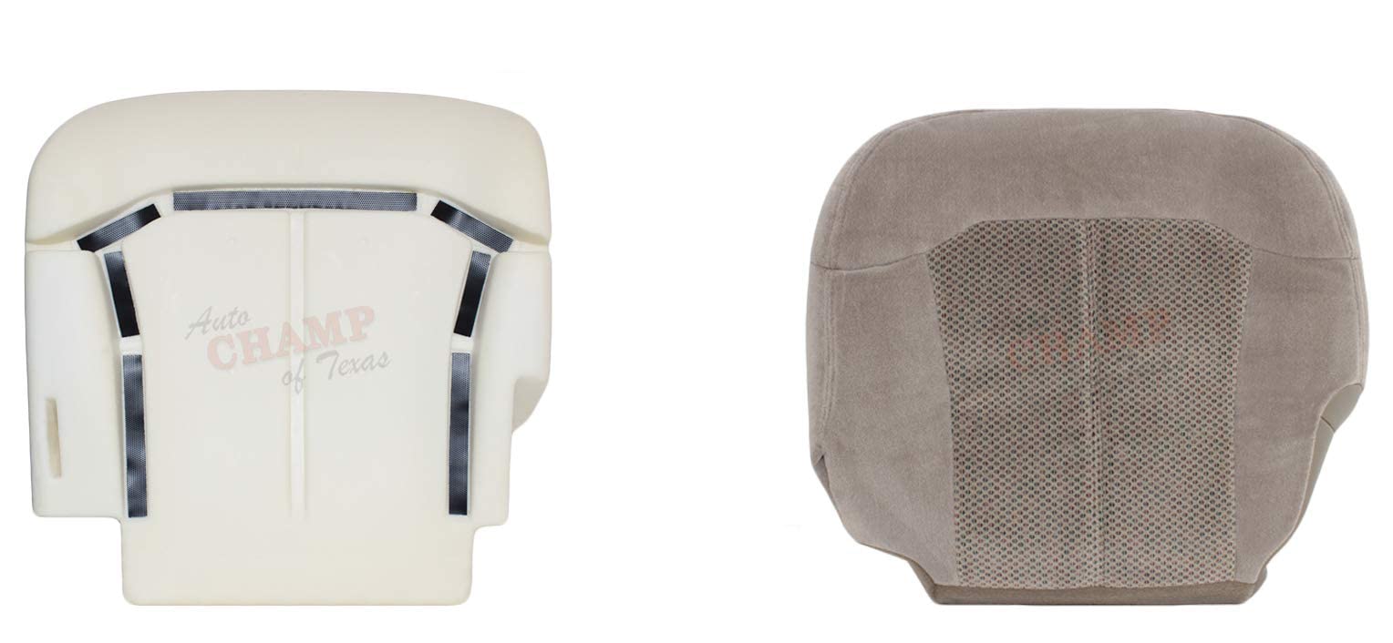 Auto Champ Of Texas: Compatible with -1999-2002 Chevy Silverado 1500 2500 3500 - Driver Side Bottom Cloth Seat Cover Tan & Foam Cushion