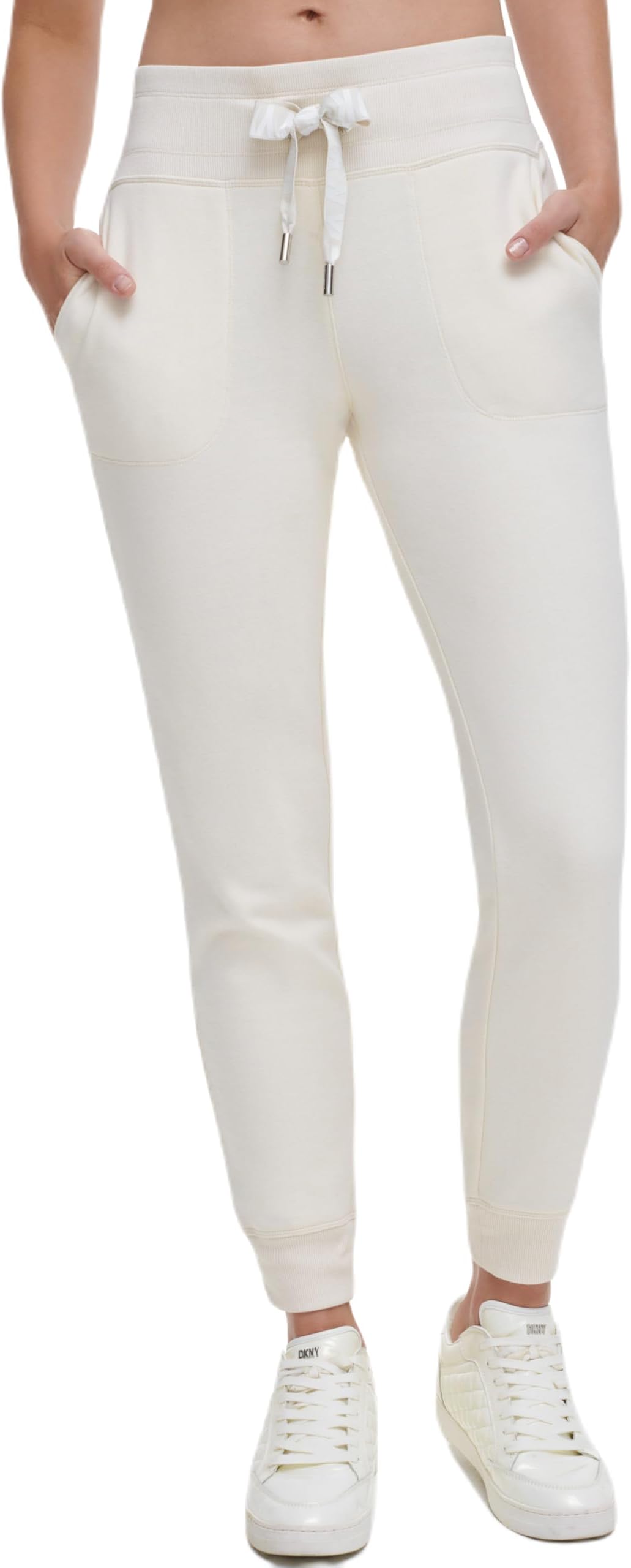 DKNY Women's Two Tone Logo Drawcord Jogger Sweatpant