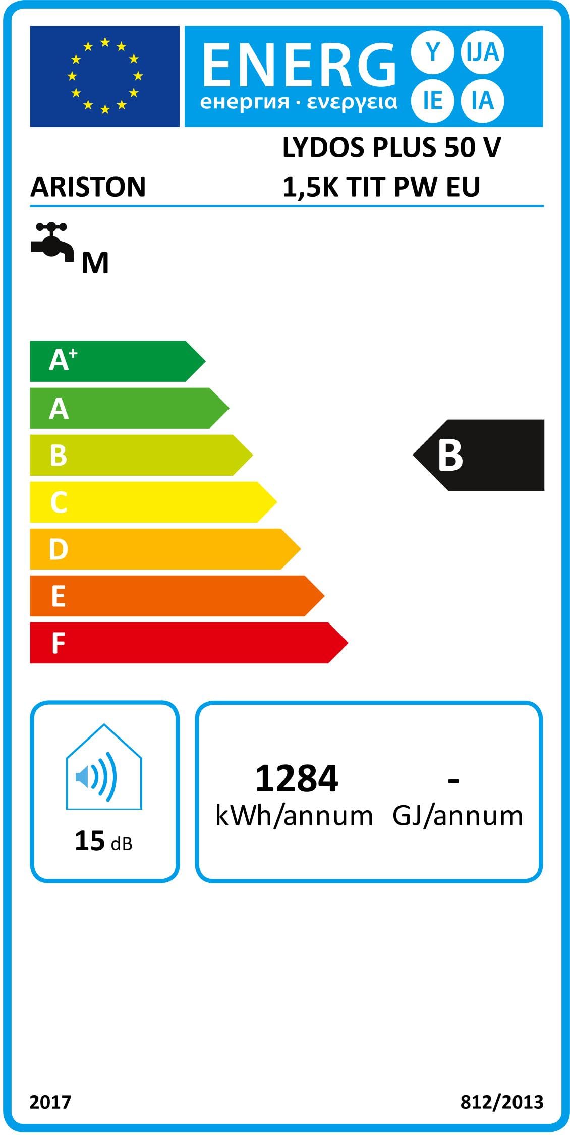 Ariston Lydos Plus - Scaldabagno elettrico verticale da 50 litri, con funzione ECO e modalità vacanze, 45 x 47 x 52,8 cm, prodotto per installazione in Spagna