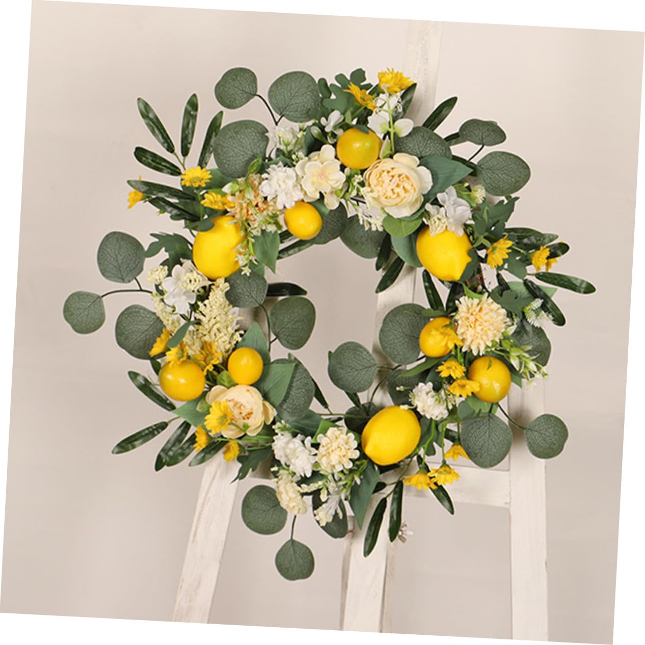 Sommerlicher Zitronenkranz aus Seidenblumen, 1 Stück
