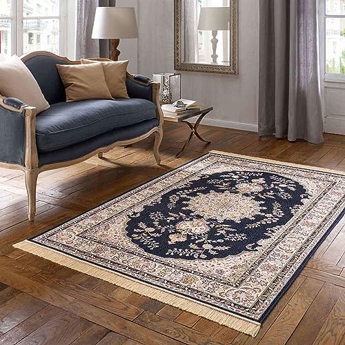 Taracarpet Teppich Palazzo Royal Ghoum blau 160x230 cm Kurzflor Orientteppich für Wohnzimmer...