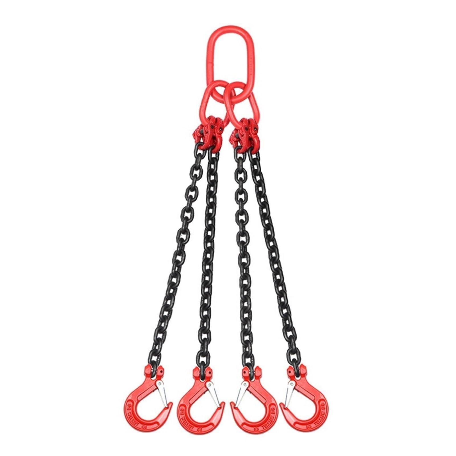 Catena di sollevamento a catena singola con ganci G80, in acciaio al manganese, set completo per paranco motore, attrezzatura di sollevamento resistente, capacità di 1 tonnellata