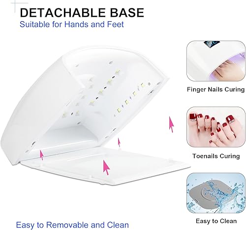 Miniatura 6 de Lámpara de uñas LED UV de 66 W, luz UV inalámbrica recargable profesional para uñas de gel, 5 ajustes de temporizador, luz de uñas de gel, secadora