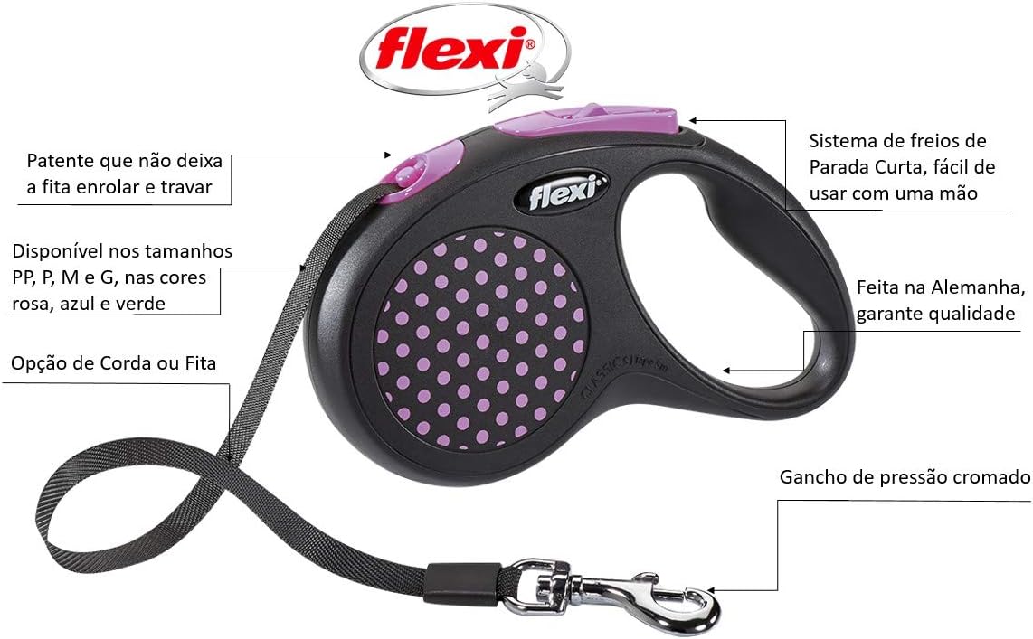 FLEXI Automatic Leash Design S Tape 5 M Pink