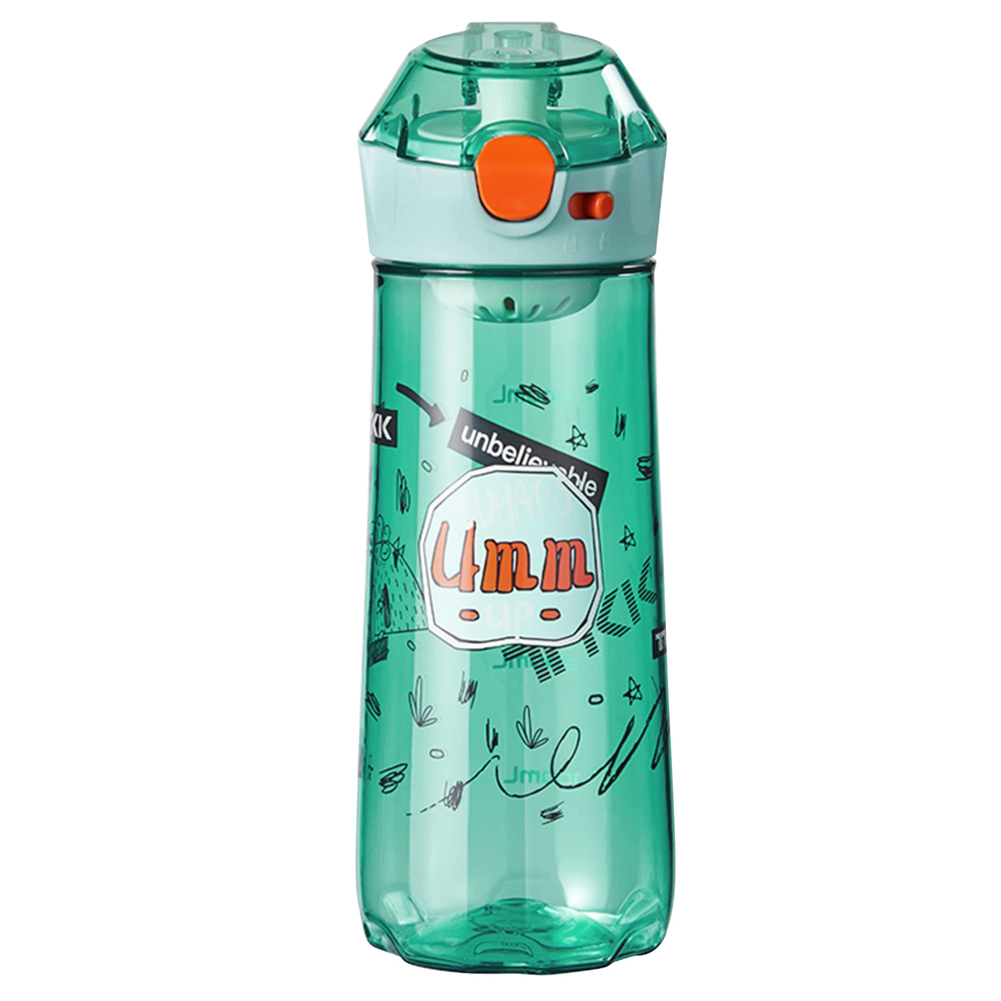 TITIROBA TKK 1008 Children's Bottle, 500 ml, Leak-Proof, Tritan, BPA-Free, One-Handed Operated with Strainer with Pattern, Drinking Bottle, Blue
