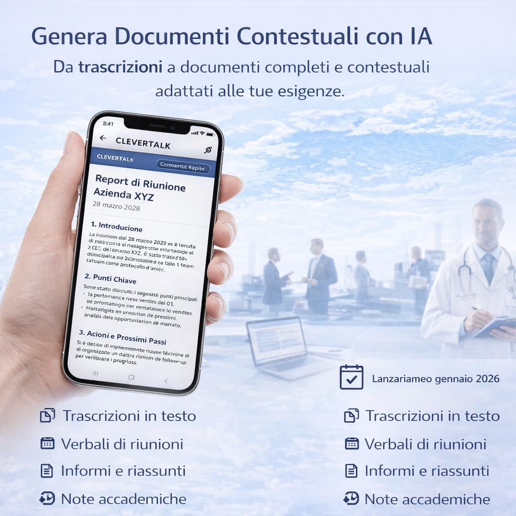 CleverTalk Heart Registratore Vocale con IA | Attivazione Vocale | App Mobile, Mac, Windows e Web | Cloud Europeo GDPR | 64GB | Audio HD 1536kbps | USB-C