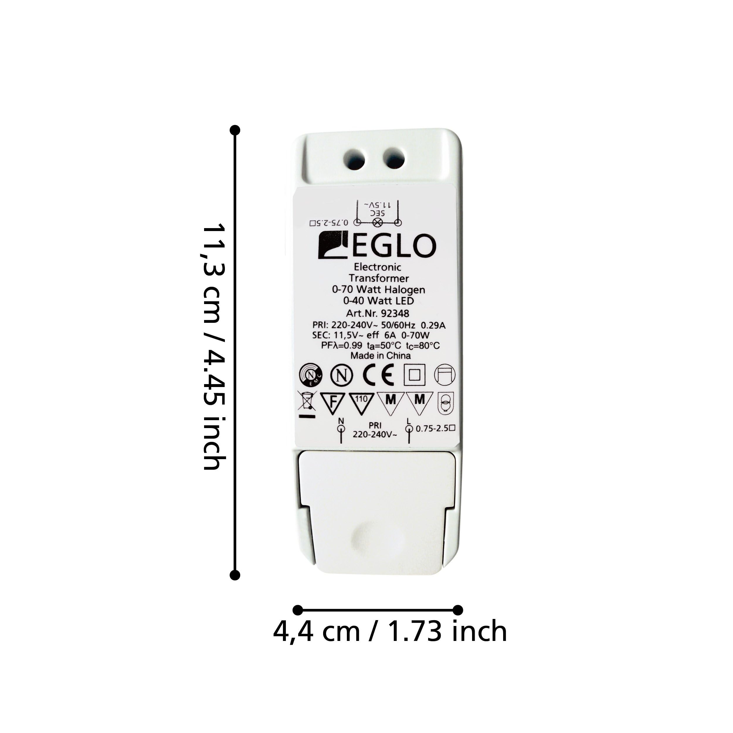 EGLO Transformator, Halogen-LED-Trafo, LED-Transformator: 0-40 Watt | Halogen: 0-70 Watt, dimmbarer Treiber