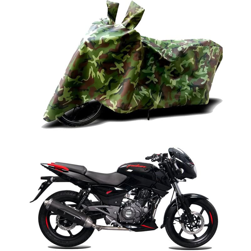 Image of 100% Water Resistant Bike Scooty Two Wheeler Body Cover Compatible for Bajaj Pulsar 150 Twin Disc BS6 /UV-Rays /Heat Protection /Birds Dropping /Scratchproof /Dust Proof /Waterproof[Green MJ]