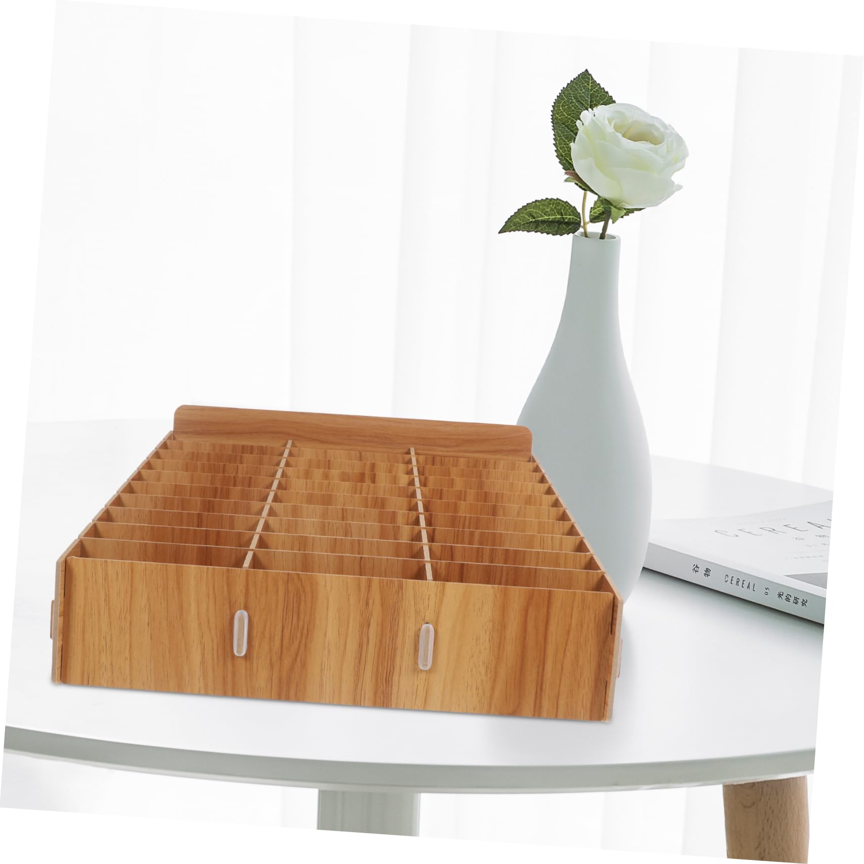 Operitacx 1pieza Caja Organizadora De Madera Para Móviles Soporte De Rejillas Para Teléfonos Almacenamiento Práctico y Elegante Para Reuniones