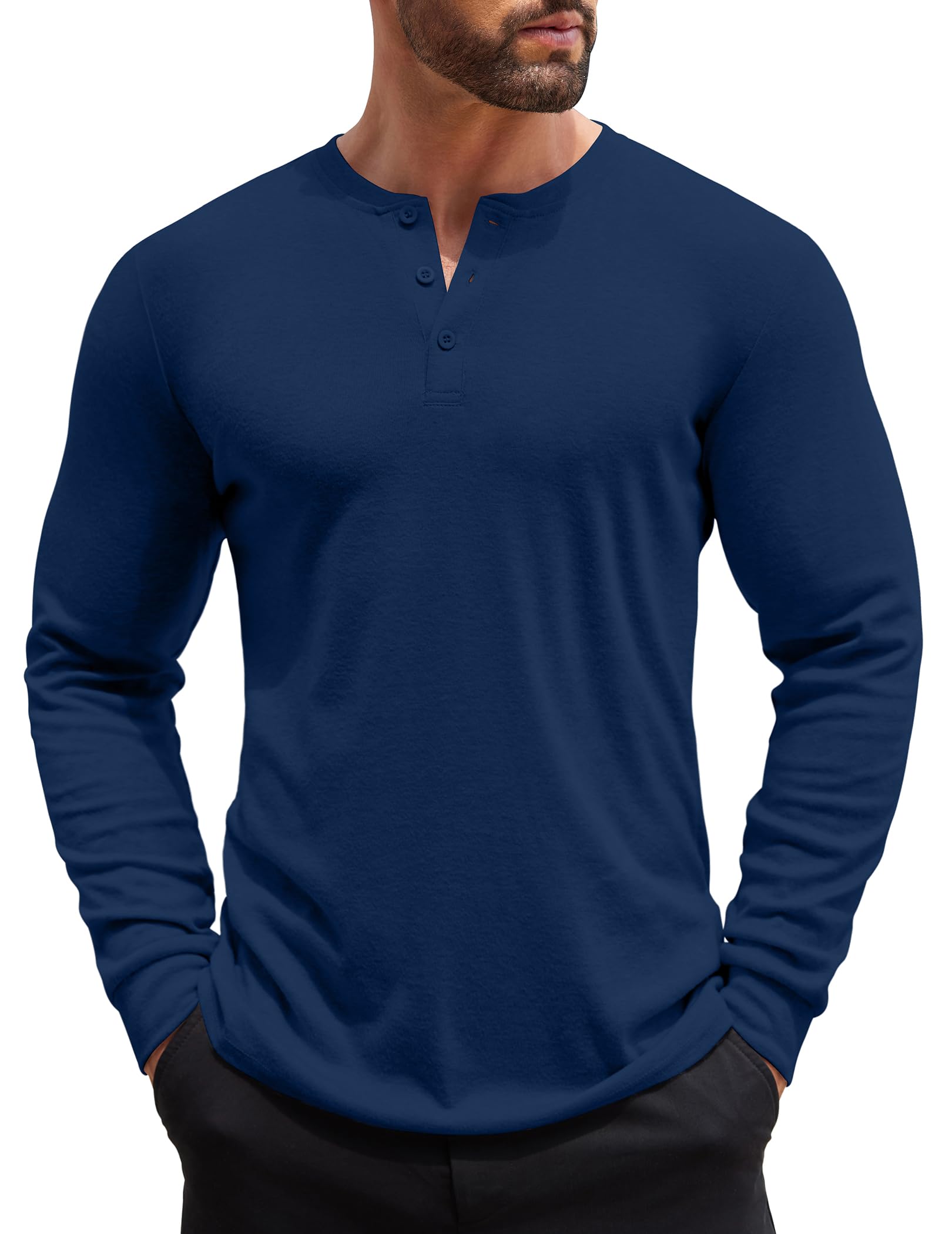 COOFANDY Men's Henley Shirts Long Sleeve Button T-Shirt
