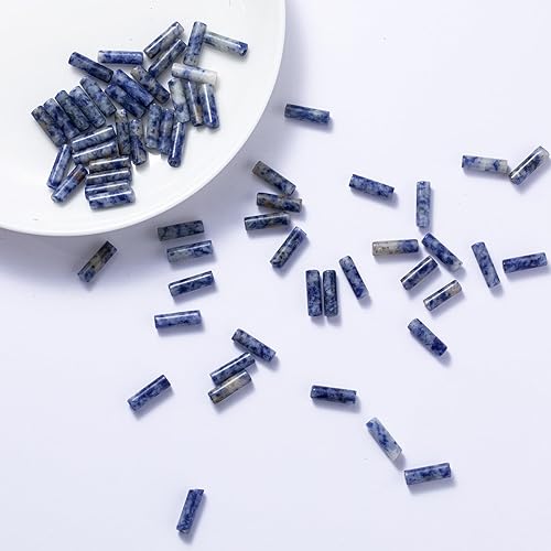 Miniatura 3 de Granos de tubo cilíndrico de sodalita azul natural, 0.157x0.512 in, 15.0 instr sueltas semi piedras preciosas para hacer pulseras, collares, aretes
