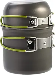 Conjunto de panelas de camping leve, durável e resistente a altas temperaturas Conjunto de panela portátil com bolsa de armazenamento para sobrevivência em acampamento ao ar livre