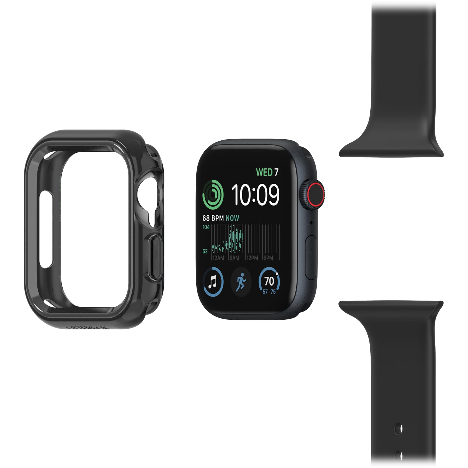 Watch Bumper OtterBox do Apple Watch Series SE (2nd/1st gen)/6/5/4-44mm, odporne na wstrząsy, odporne na upadki, smukłe etui ochronne na zegarek Apple Watch, chroni wyświetlacz i krawędzie, Czarne