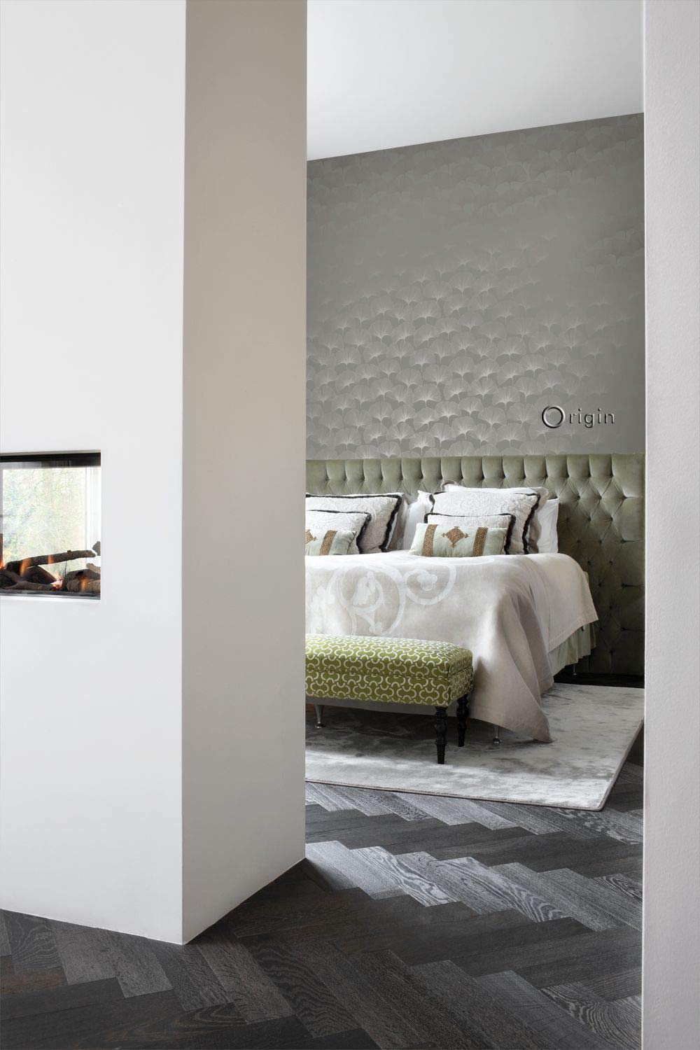 Origin Wallcoverings Tapeta liście miłorzębu ciepłej szarości 53 cm x 10.05 m