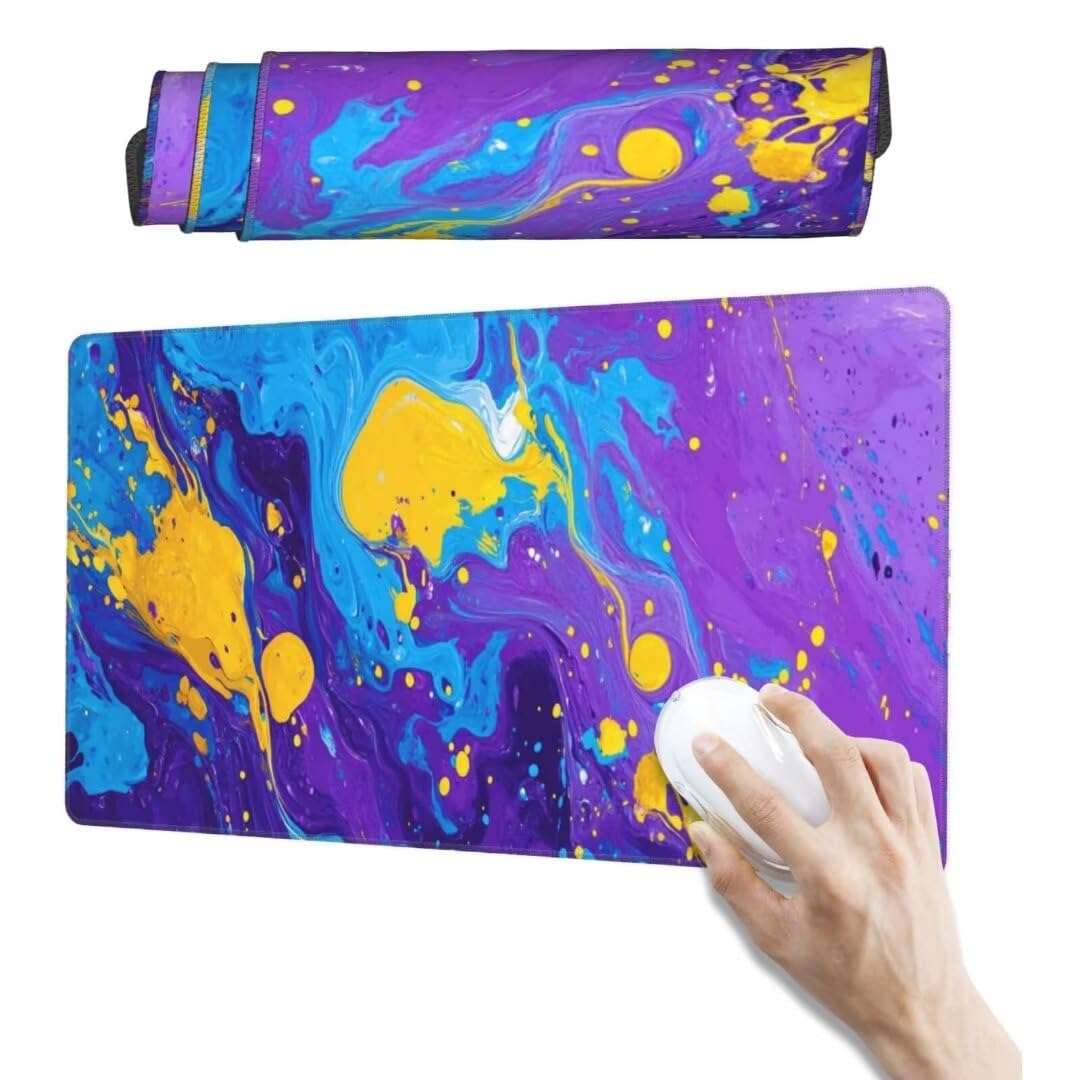 Alfombrilla Ratón XXL 1000 x 500 mm, Azul Alfombrilla de Ratón con Base de Goma Antideslizante, Alfombrilla Escritorio Impermeable Alfombrilla Ratón Gaming Desk Mat, Mouse Pad para Gamer Mármol qw81