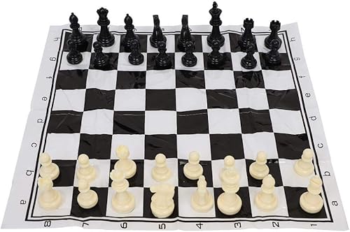 Miniatura 5 de Juego de ajedrez internacional de piezas de plástico portátiles en blanco y negro con tablero de ajedrez plegable, juego de mesa de entretenimiento