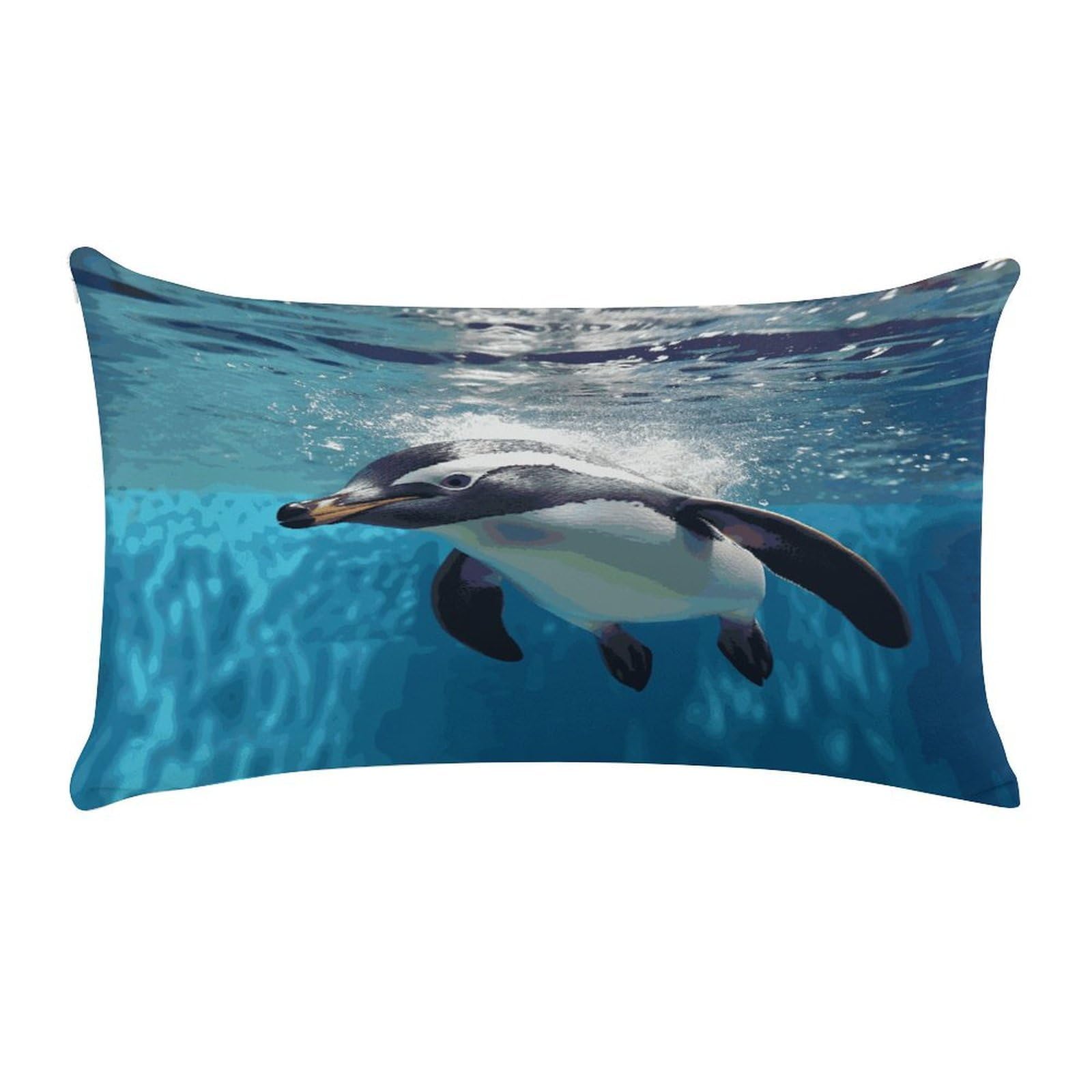 LDGSUPH Swimming Penguin Throw Pillow Cover with Zipper Long Throw Pillow Case Anti-Fading Pillow Protector Super Soft Decorative Cushion Case Exquisite Plush Pillowcase12 X 20 in