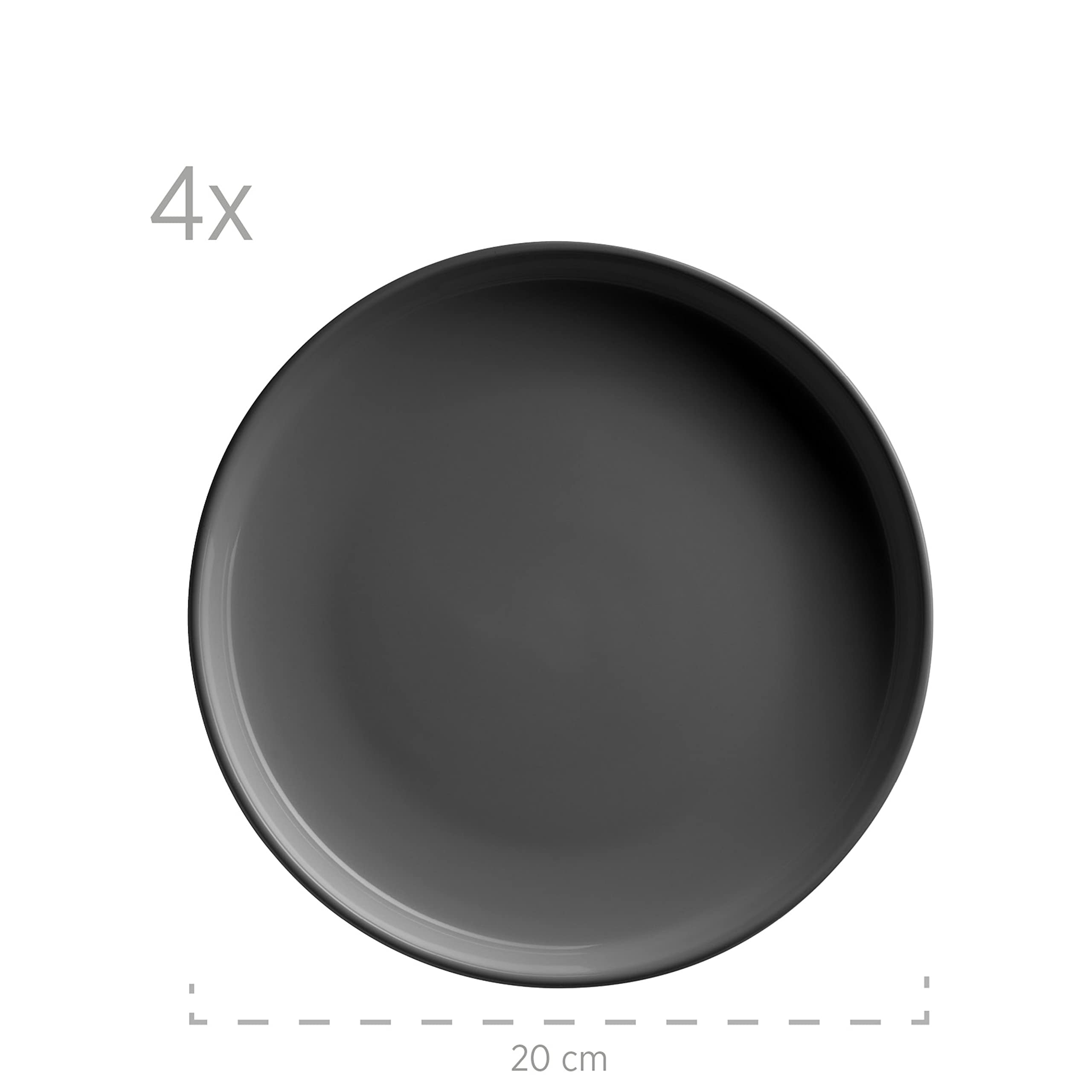 MÄSER Serie Alenia, Geschirr Set für 4 Personen in modernem skandinavischem Design, 16-teiliges Kombiservice aus Keramik in Grau, Steinzeug