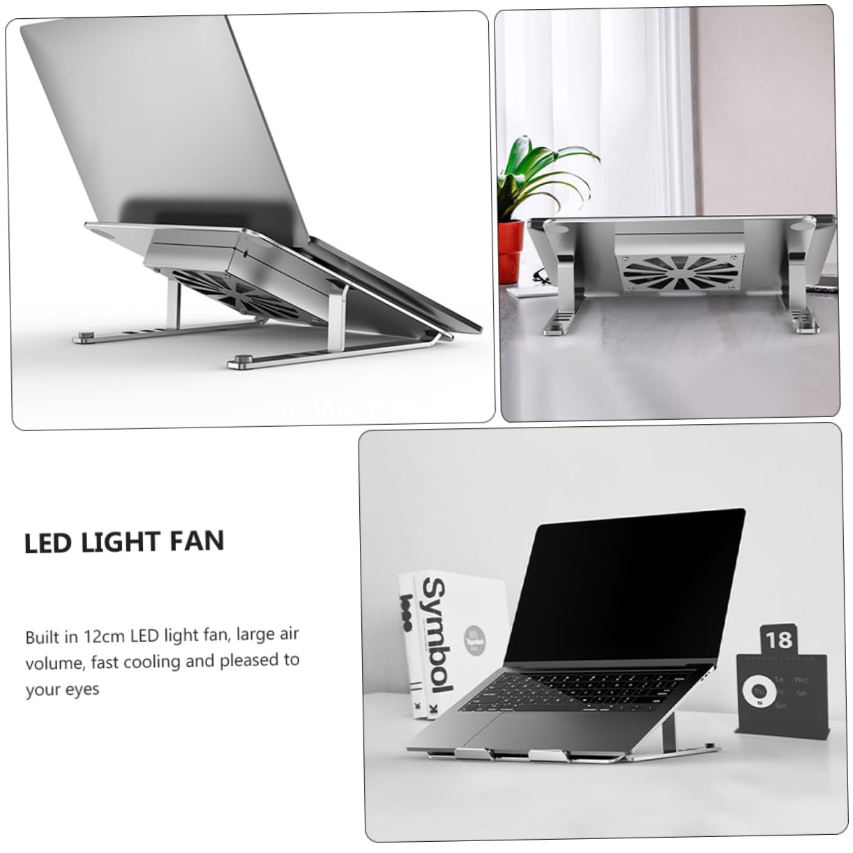 Refroidisseur pour Ordinateur Portable Réglable en Hauteur | Ventilateur LED 12cm Intégré, Grosse Circulation D'air et Refroidissement Rapide, été Vacances