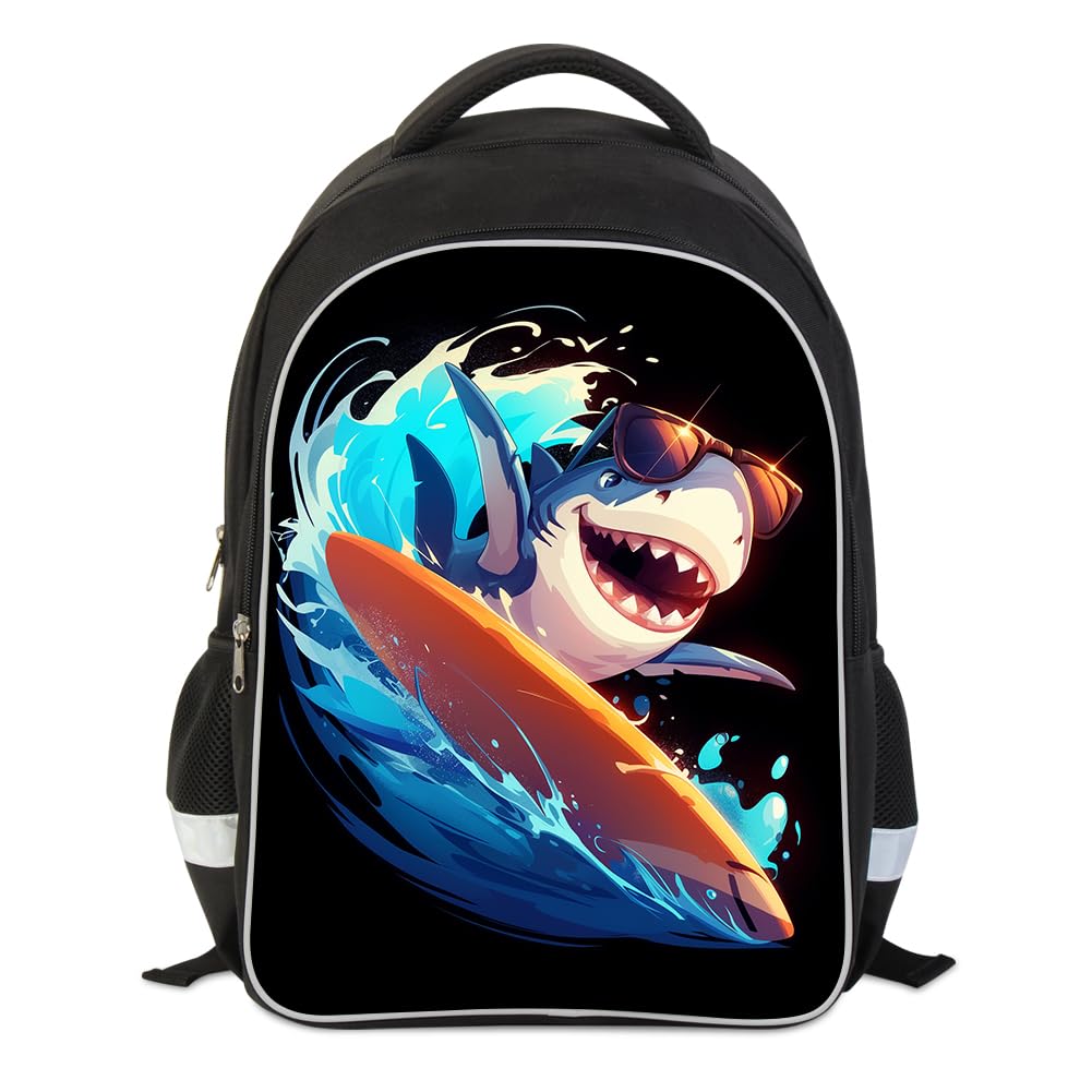 Shark Backpack Boys Preschool Black Bookbags Cool for Boys for School