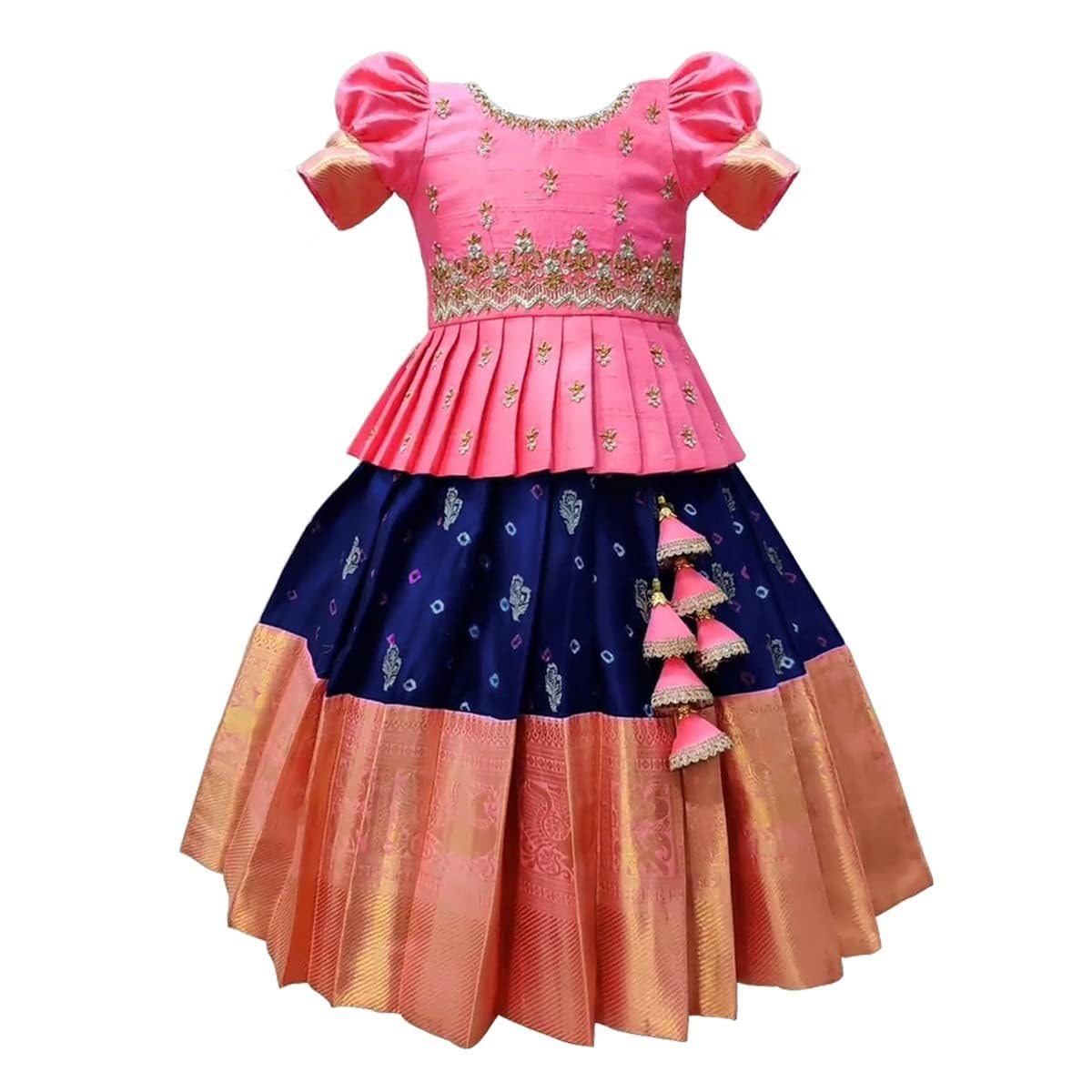 Wommaniya Impex Girls Lehenga Choli Ethnic Wear Embroidered Lehenga Choli