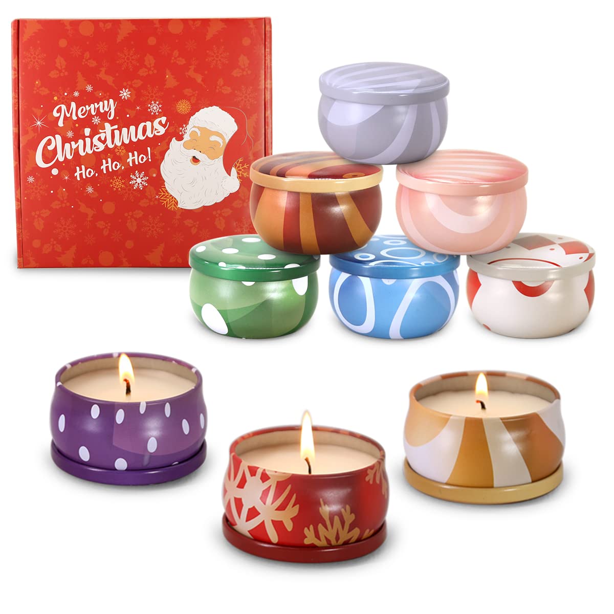 9 Packs Christmas Scented Candles Set for Family Friends and Coworkers, Great Gift Baskets for Thanksgiving and Return, Soy Wax Aromatherapy Candles