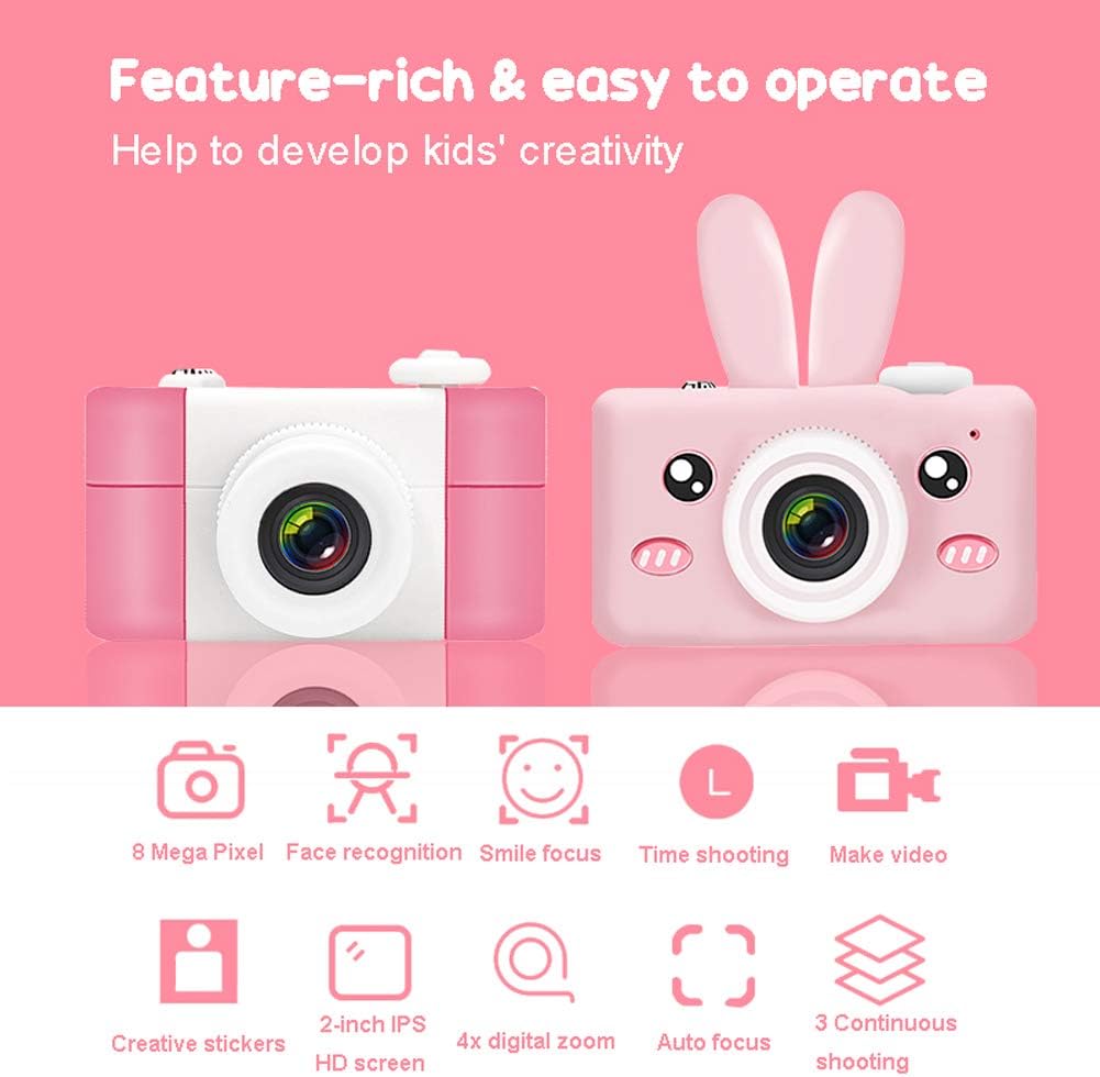 Up To 40% OFF Kids Camera, Easy Hood 1080P HD 2.0 Inch IPS Screen Children Mini Video Camcorder Toy with 32GB SD Card and Soft Rabbit Silicone Cover, Gift for 4-10 Years Old Boys Girls Exclusive Kids Camera, Easy Hood 1080P HD 2.0 Inch IPS Screen Children Mini Video Camcorder Toy with 32GB SD Card and Soft Rabbit Silicone Cover, Gift for 4-10 Years Old Boys Girls