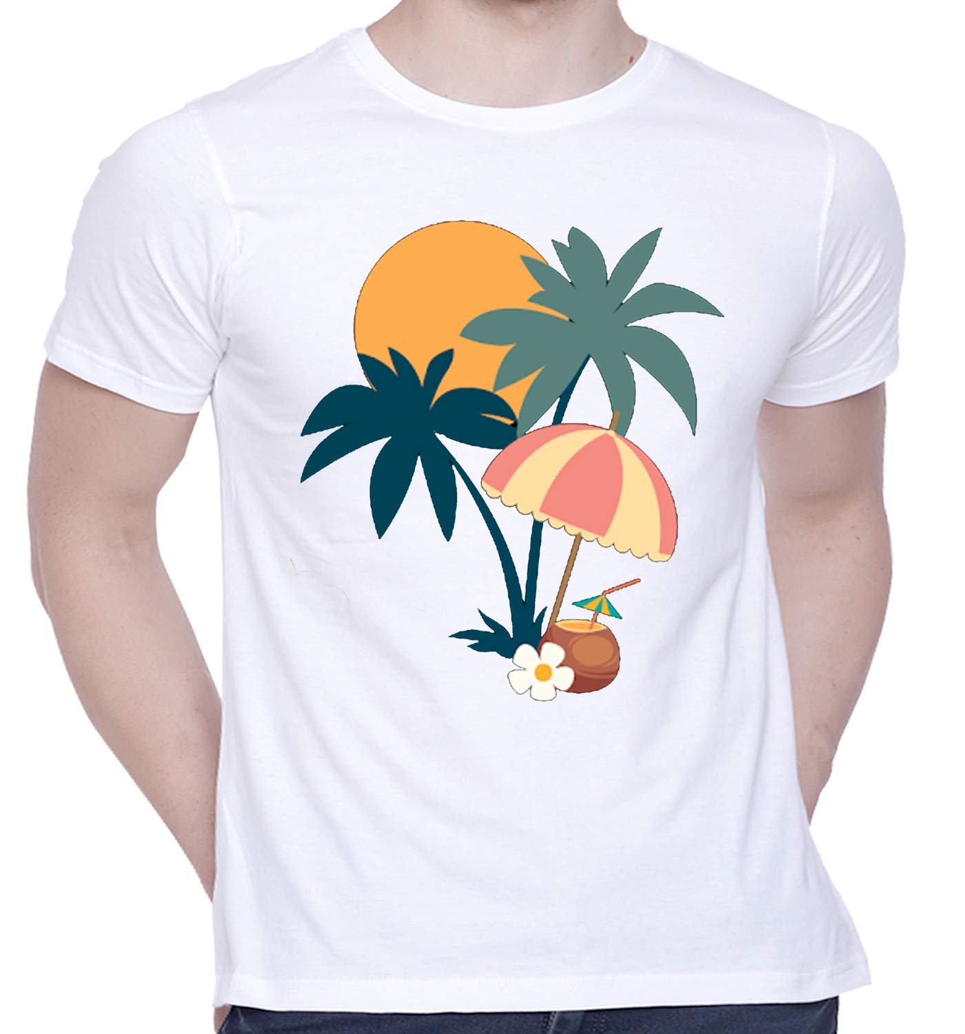 CreativiT Graphic Printed T-Shirt for Unisex Summer Beach | Casual Half Sleeve Round Neck T-Shirt | 100% Cotton | D00534-24