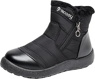 Qixiu Outdoor Winter Boots Lightweight Winter Comfortable Cotton Shoes Anti Slip Boots for Women Snow Boots Winter Boots Ladies Womens Black Boots