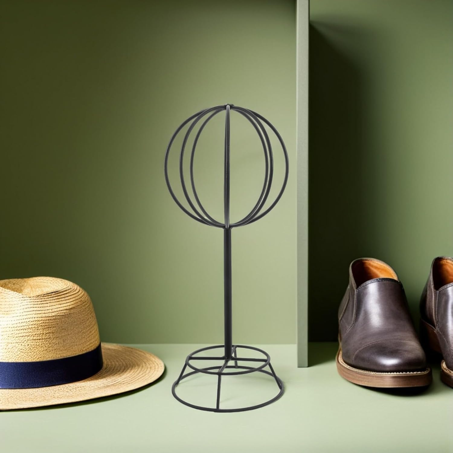 Metal Hat Rack Stand Black – Freestanding Retail Display Rack for Hats, Helmets, and Caps – Floor Storage Organizer for Store and Home Use