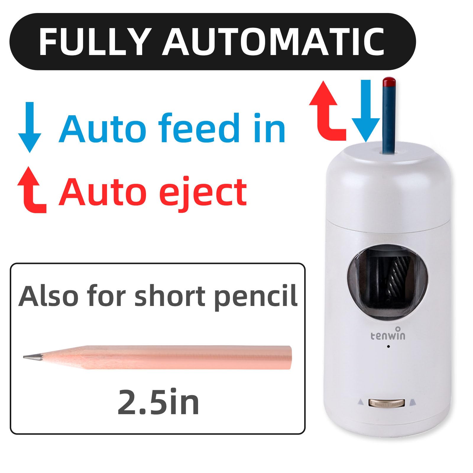 Taille-crayon électrique alimentation automatique/arrêt 3 épaisseur réglable alimenté par batterie USB pour 7-11.5mm électrique automatique