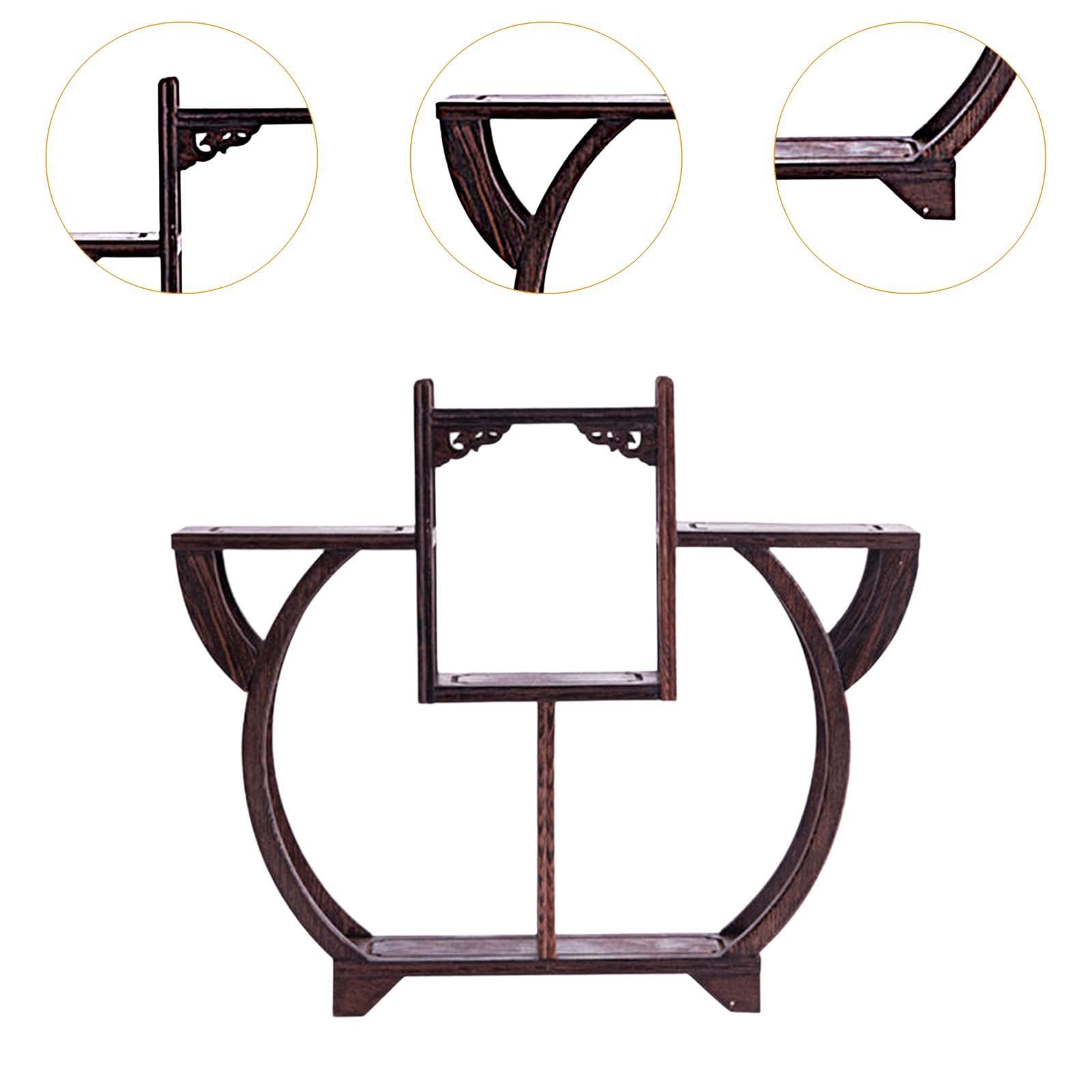 Qianly Wooden Display Stand Vase Display Shelf Curio Storage Rack Organizer for Indoor Plants , Style B