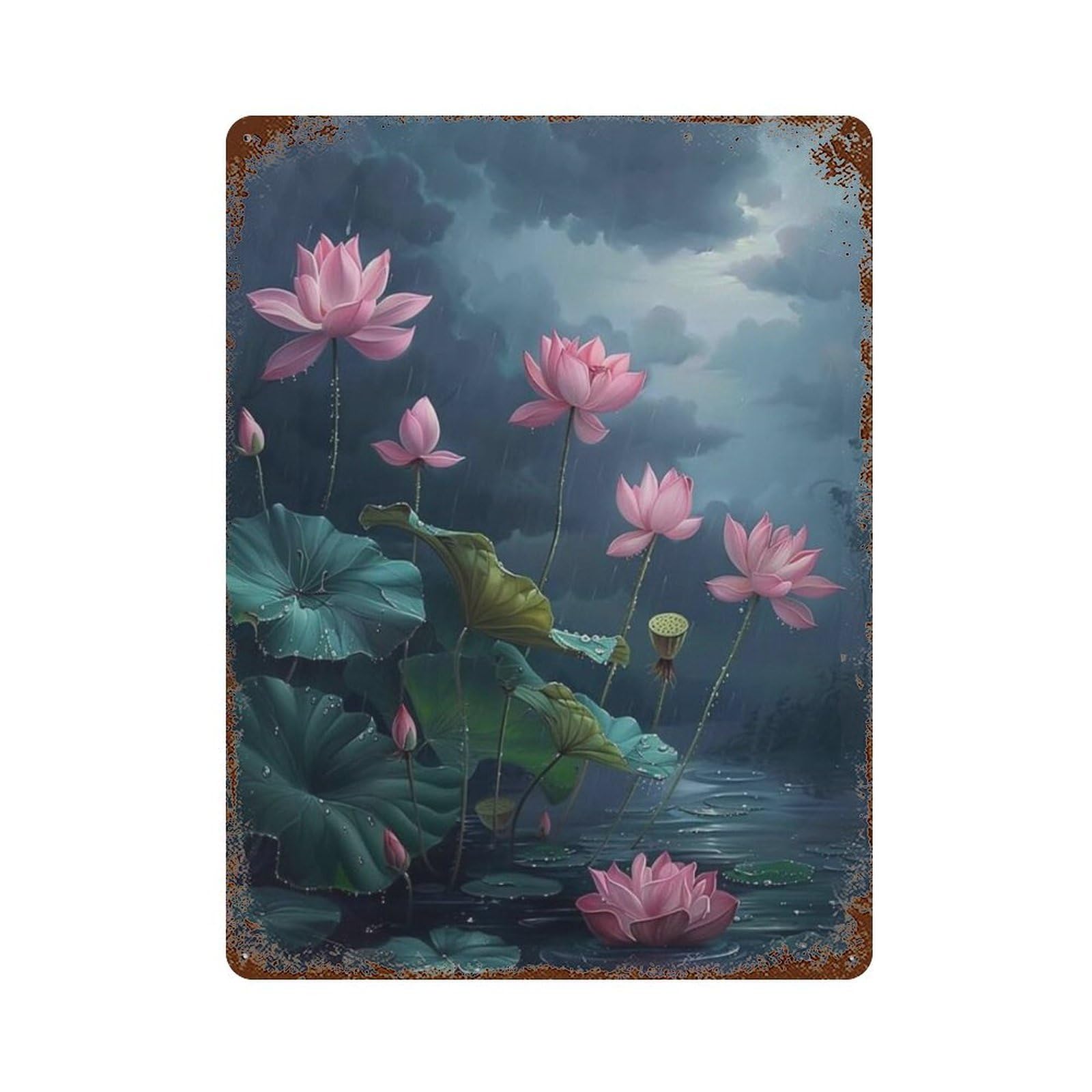 xiaoxiaoshen Still Life Lotus Wall Decor Art Metal Tin Poster Modern Home Decor Art Home Bar Shop Decorations Vintage Sign 40x30cm