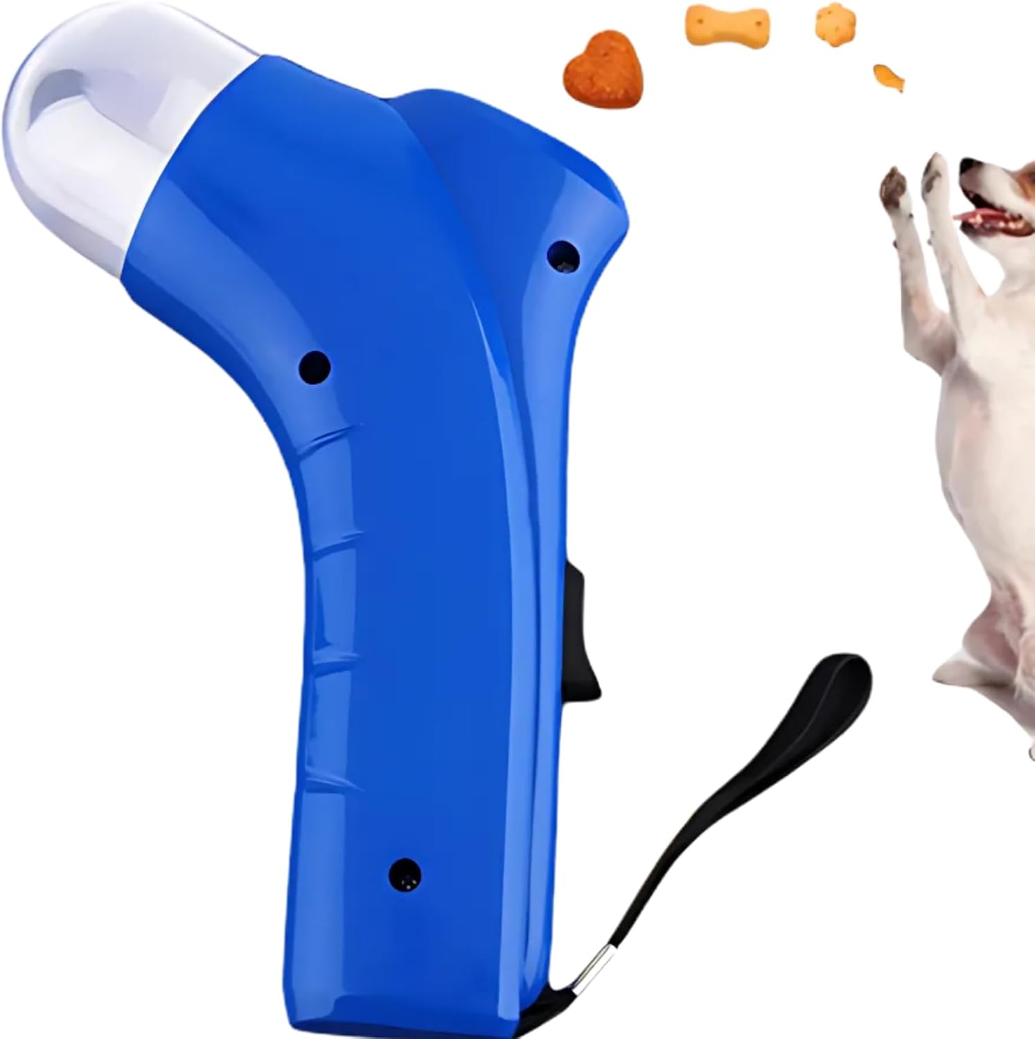 Interactive Pet Food Launcher Toy, Dog Treat Dispenser, Blue, Green, Red, Plastic, Training and Entertainment Device (Blue)