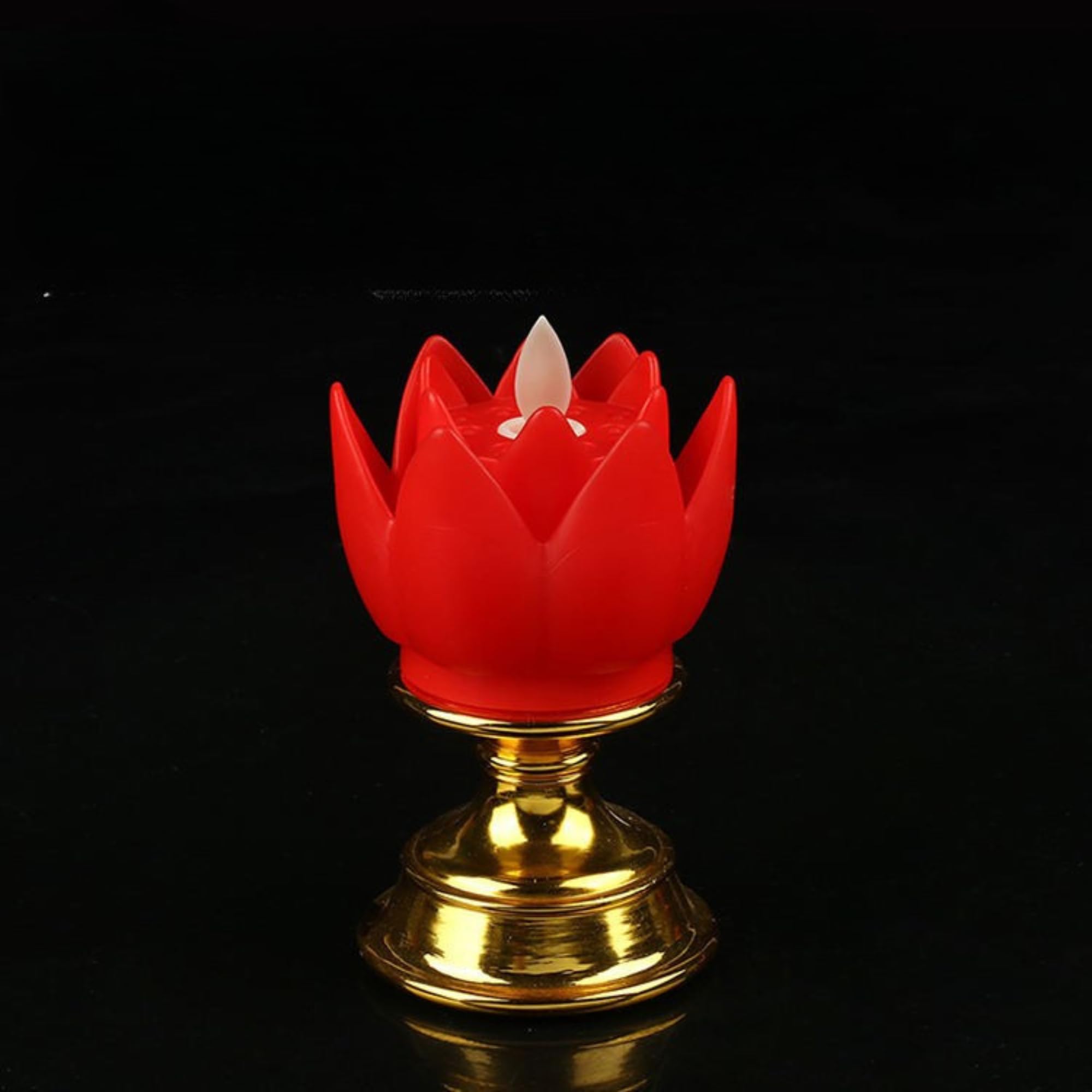 KAVYARA Lotus Flower Smokeless Electric Candle LED Light – Decorative Flameless Lamp for Home, Puja, Diwali, Wedding & Festive Decoration (RED)